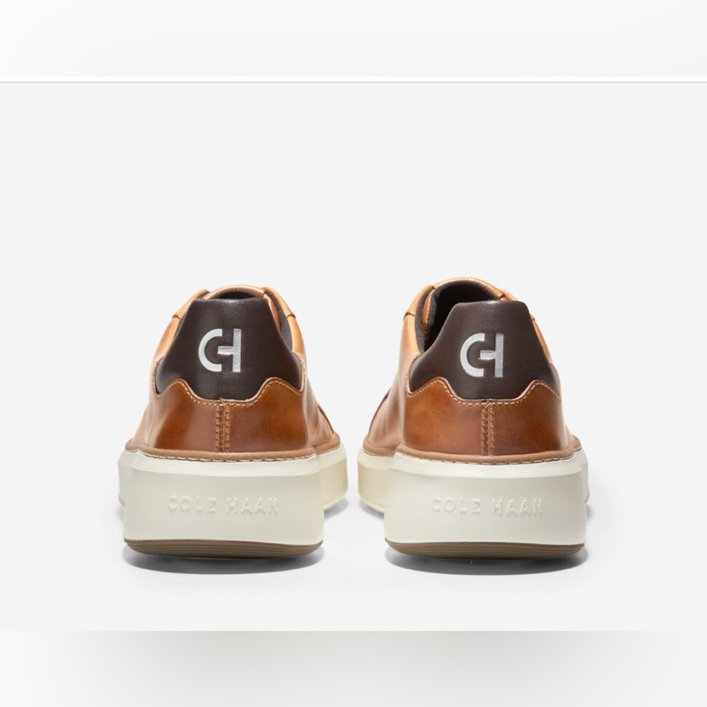 Cole Haan GrandPro Topspin Men's British Tan Leather Sneakers New With Tags Box - Picture 5 of 6